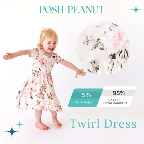 Miniatura 11 de Posh Peanut - Vestidos para niñas – Vestido suave para niña hecho con viscosa de bambú – Vestidos de otoño, primavera y verano para niñas