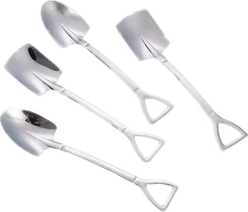 Juego de 4 cucharas de pala de postre de frutas, cucharas de acero inoxidable de 6 pulgadas para postre café, té, helado, pastel de frutas para el