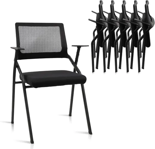 Miniatura 22 de CLATINA Sillas de oficina apilables y plegables con soporte lumbar ergonómico y cojín de asiento grueso, silla de recepción de tela de malla