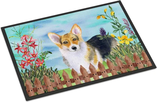 Miniatura 156 de Caroline's Treasures CK1311MAT Cavalier Spaniel Poinsettas - Felpudo de 18 x 27 pulgadas, tapete para puerta delantera, interior y exterior