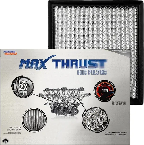 Miniatura 62 de Filtro de aire de motor Spearhead MPG Defense Max Thrust para vehículos de todo kilometraje, se adapta como el OEM, restaura MPG y aceleración