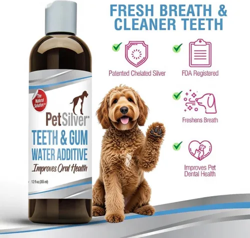 Miniatura 4 de PetSilver Aditivo de agua para dientes y encías para el cuidado dental, ambientador de aliento de mascotas, dirige el sarro, la placa y promueve