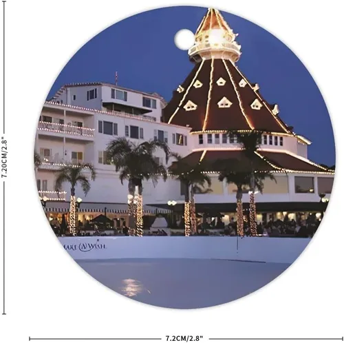 Miniatura 2 de Christmas Bauble Hotel Del Coronado - Adorno de Navidad único – Recuerdo redondo para árbol de Navidad – Colgante de cerámica doble cara impresión 3