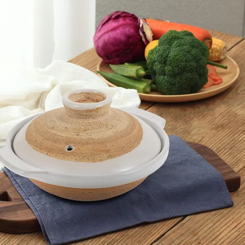 Miniatura 9 de Olla de arcilla japonesa Donabe de 8 pulgadas de cerámica esmaltada para cocinar arroz Donabe multiusos para cocina casera