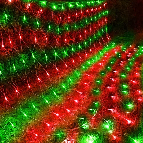 Miniatura 9 de kemooie 198 luces LED de red de Navidad, 9.8 pies x 6.6 pies, luces de malla enchufables, conectables, 8 modos de parpadeo, luces de cadena