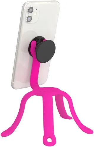 PopSockets: Soporte y soporte flexible para teléfono, soporte de trípode para teléfono, soporte universal para dispositivo - rosa intenso Puesta de
