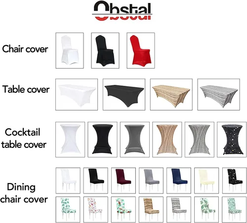 Miniatura 8 de Obstal Fundas elásticas de elastano para mesa de cóctel, color blanco, para bodas, banquetes y fiestas