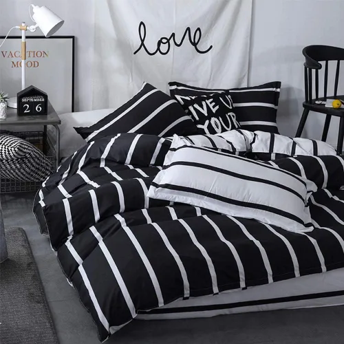 Miniatura 3 de Set de funda de edredón LAMEJOR, set de ropa de cama, funda de edredón de microfibra (1 funda de edredón y 2 fundas de almohada), color negro