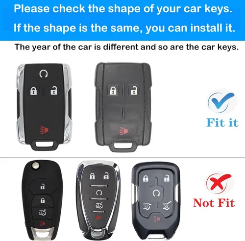 Miniatura 2 de Kirsnda Funda para llavero Chevrolet con hebilla de metal, carcasa de TPU suave para llave/piel, 4 botones para GMC chevy Colorado Silverado Azul