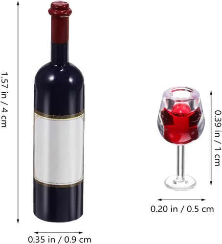 Miniatura 6 de NUOBESTY - Juego de 10 copas de vino en miniatura para casa de muñecas con 8 mini botellas, color rojo oscuro, decoración de copa pequeña para casa
