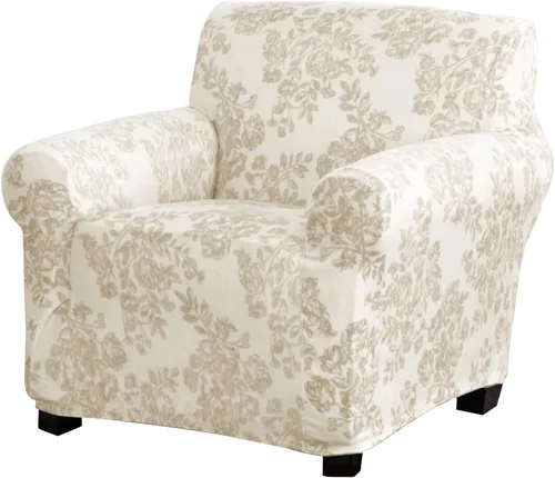 Great Bay Home Funda elástica de felpa de terciopelo para silla con brazo, protector de muebles de silla de terciopelo, suave, antideslizante, alta