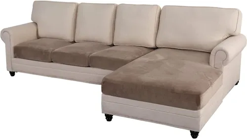 Miniatura 22 de MIFXIN Juego de 4 fundas de asiento para sofá seccional, de terciopelo elástico, en forma de L, protector de muebles para sofá seccional Azul