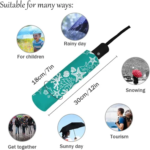 Miniatura 4 de DHDM Umbrella Automatic Beach Umbrella Outdoor Adults Printed Rain Umbrella for Men Kids Parasol