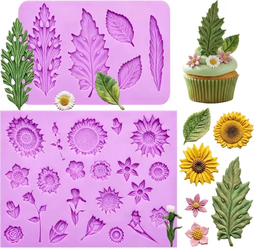 Leaf Silicone Mold Sunflower Flower Chocolate Mold for Cake Decoration,Chocolate Fudge,Polymer Clay,Soap,Resin Confectionery Projects