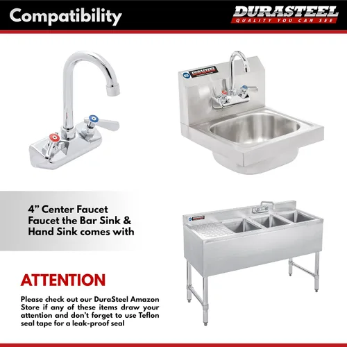 Miniatura 6 de DuraSteel Grifo de montaje en pared con codo de 90 grados, kit de protección contra salpicaduras de cocina comercial que ahorra espacio, resistente