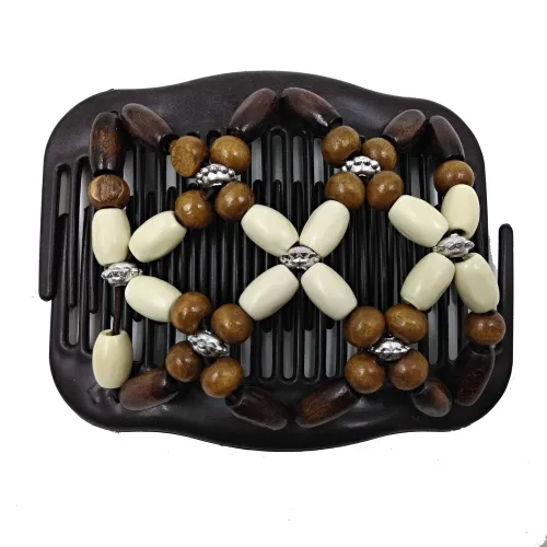Miniatura 3 de LOVEF Peine de madera profesional para mujer, cuentas mágicas elásticas, clip de cuerda de cuerda de doble elástico, accesorios para peines-6 piezas