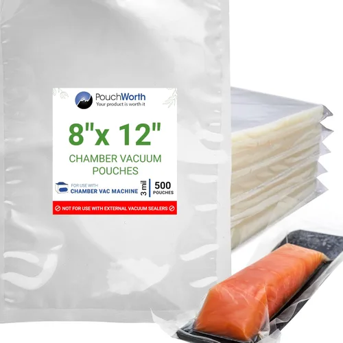 Miniatura 9 de 1,000 bolsas precortadas de 8 x 12 pulgadas, sellador de cámara al vacío de 3 mil sin BPA, ideal para conservación de alimentos, bolsas selladoras