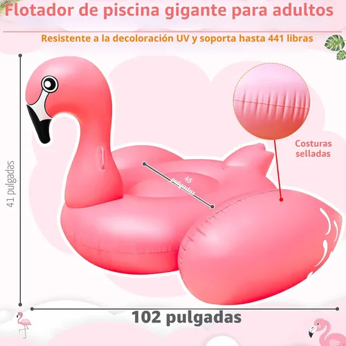 Miniatura 7 de TURNMEON Flotador inflable de flamenco gigante de 102 pulgadas, flotador inflable de verano para playa, piscina, fiesta, juguetes para montar, balsa
