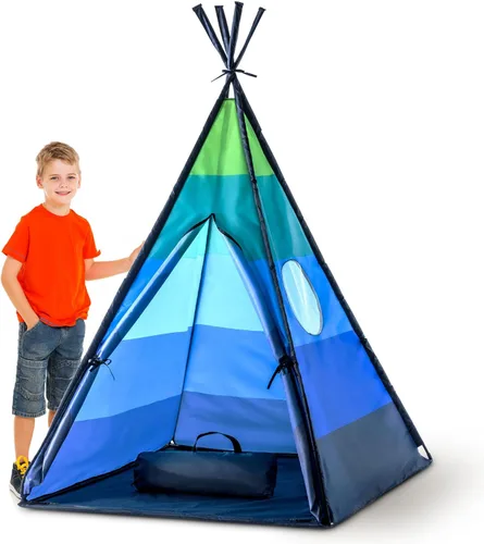 USA Toyz Happy Hut Tienda Tipi para Niños - Tienda de Casa de Juegos Tipi Desplegable Interior para Niños, Niñas, Niños Pequeños con Bolsa de Azul
