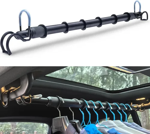 Miniatura 8 de Barra ajustable para colgar ropa de automóvil, de 30 a 50 pulgadas, barra de suspensión resistente para vehículos pequeños o medianos, armario