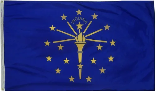 Annin Flagmakers Modelo 141660 Bandera de Indiana fabricada en Estados Unidos según las especificaciones de diseño oficial del estado, 3 x 5 pies