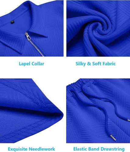 Miniatura 5 de URRU Conjunto de camisa polo y pantalones cortos para hombre trajes de verano a la moda casual manga corta traje polo para hombre 2 piezas