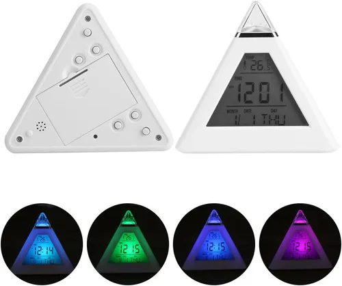 Miniatura 4 de TOPINCN Reloj despertador digital LED que cambia de color con termómetro LCD, luz nocturna, 8 sonidos de alarma, 7 opciones de color para niños