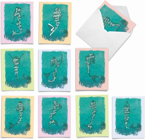 Miniatura 11 de The Best Card Company - 10 tarjetas de notas en blanco (4 x 5.12 pulgadas) - Divertidas tarjetas de fantasía mítica, en caja de saludos surtidos