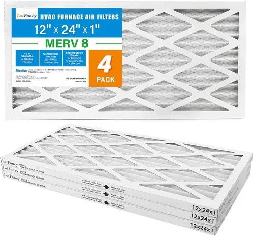 Miniatura 9 de LotFancy Filtro de aire MERV 8 de 12 x 24 x 1, paquete de 4 unidades, tamaño real: 11.75 x 23.75 x 0.75 pulgadas, reemplazo plisado para horno