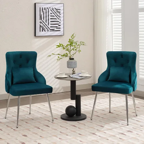 Miniatura 20 de Silla de tocador de terciopelo, silla de comedor tapizada para dormitorio, comedor, sala de maquillaje, silla moderna para sala de estar con patas