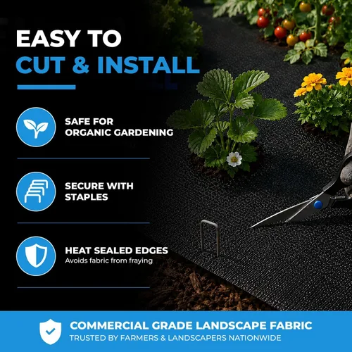 Miniatura 8 de Sandbaggy Tela de paisaje de 1.5 pies de ancho Tapete de malezas, cubierta del suelo, lona, grado industrial para patios estrechos y jardines
