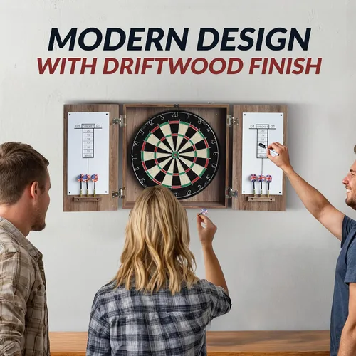 Miniatura 4 de Hathaway Winchester - Juego de diana y gabinete Driftwood