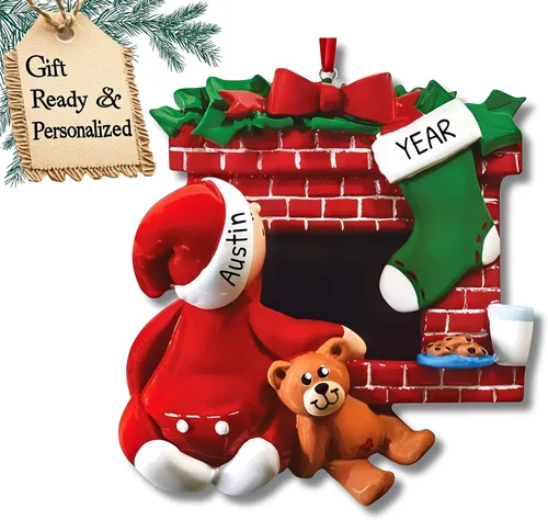 Adorno personalizado para árbol de Navidad 2024 – Adorno de Navidad de la segunda Navidad de Papá Noel 2024 esperando para árbol de Navidad, adorno