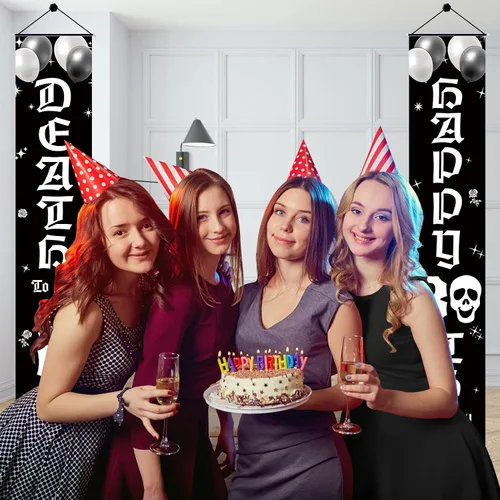 Miniatura 5 de Aodocuto Cartel decorativo para puerta de cumpleaños número 30 para mujeres y hombres, negro y blanco con la muerte a mis veinte años 30