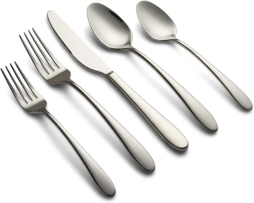 Miniatura 5 de Cambridge Silversmiths Poet Black Satin - Juego de cubiertos de 20 piezas, servicio para 4 Satén negro
