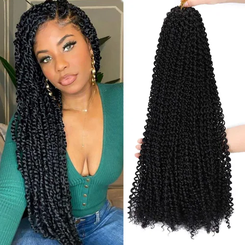 Miniatura 47 de Dorsanee Cabello Passion Twist Ombré de 18 pulgadas, 6 paquetes, Cabello de Ganchillo Water Wave, Cabello Largo Bohemio Rizado para Trenzar