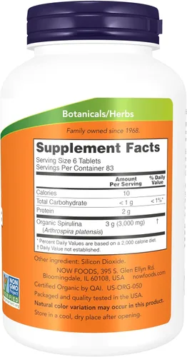 Miniatura 2 de Tabletas de espirulina orgánica de Now Foods, 2700, 1, 1