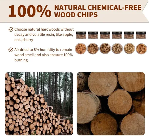 Miniatura 4 de 6 astillas de madera para ahumar, chips de madera para ahumar cócteles, chips de infusor de humo para bebidas, incluye virutas de madera