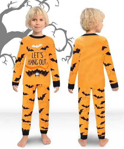 Miniatura 6 de KOBERO Pijamas de Halloween 100% algodón para niños y niñas de 18 meses-12 años