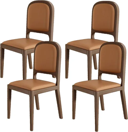 Miniatura 19 de Leather Seat Dining Room Chair with Back, Wooden Dining Chairs Set Kitchen Chair, Dining Room Chairs Armless Seat for Kitchen Living Room Black+khaki