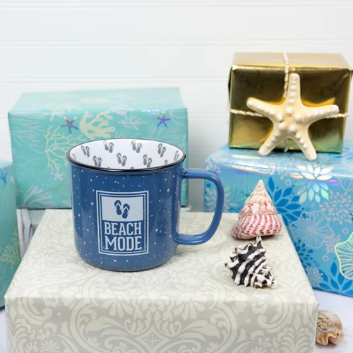Miniatura 6 de Pavilion Gift Company - Taza de cerámica de 18 onzas, color azul con acabado moteado, taza de café duradera de pared gruesa estilo campamento, taza