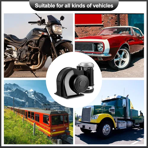Miniatura 5 de Tallew Paquete de 2 bocinas de aire de 12 V para camiones, bocina eléctrica fuerte de 150 dB para tren de coche con arnés de relé para vehículos