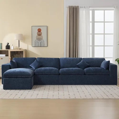 Miniatura 37 de Sofá modular sin hueso de 115 pulgadas, sofá modular modular con otomana, tapizado de gran tamaño, convertible, cómodo sofá de felpilla de 4 plazas