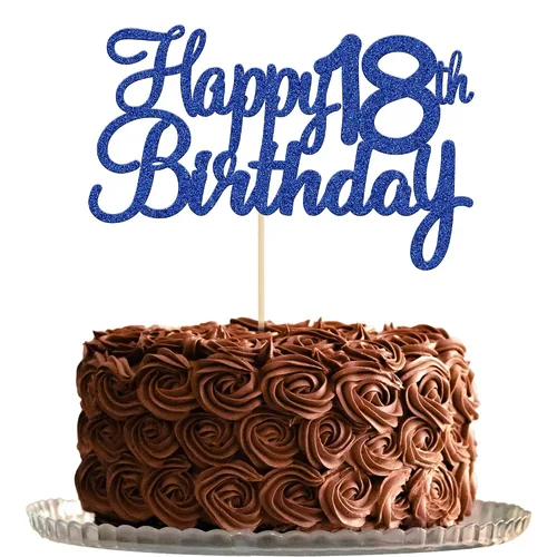 Miniatura 20 de Gyufise 1 decoración para pastel de cumpleaños número 10 con purpurina azul para tarta de 10 años de edad, decoraciones fabulosas para tartas