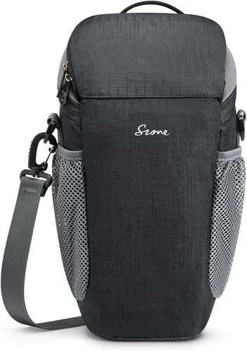 S-ZONE Bolsa para Cámara DSLR/SLR Funda Impermeable para Cámara para Fotógrafos Estuche Tipo Pistolera Compatible con Nikon Canon Sony Negro