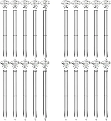 Miniatura 13 de PASISIBICK 16 piezas de bolígrafos con diamante grande - Bolígrafos de metal con cristal brillante de boda con tinta negra (4 colores mixtos)