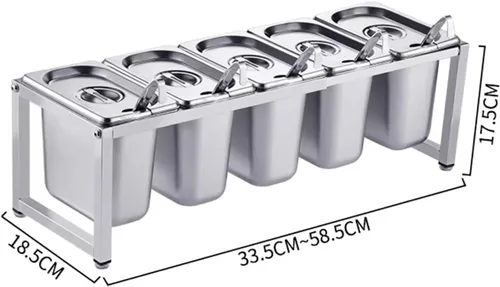 Miniatura 2 de Recipiente de alimentos de acero inoxidable con sartenes y tapas, dispensador de condimentos para encimera, organizador de especias, soporte