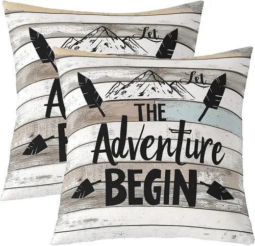 Miniatura 8 de Juego de 2 fundas de almohada de 16 x 16 pulgadas, fundas de almohada decorativas de camping feliz para decoración de caravanas para sofá cama