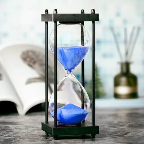 Miniatura 7 de Temporizador de reloj de arena de 60 minutos, marco de madera negro, temporizador de arena decorativo (arena blanca, tamaño grande)