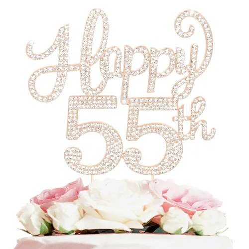 Miniatura 107 de LASKYER Decoración de feliz cumpleaños número 10, decoración de pastel de diamantes de imitación dorados de 10º cumpleaños – Letrero de metal